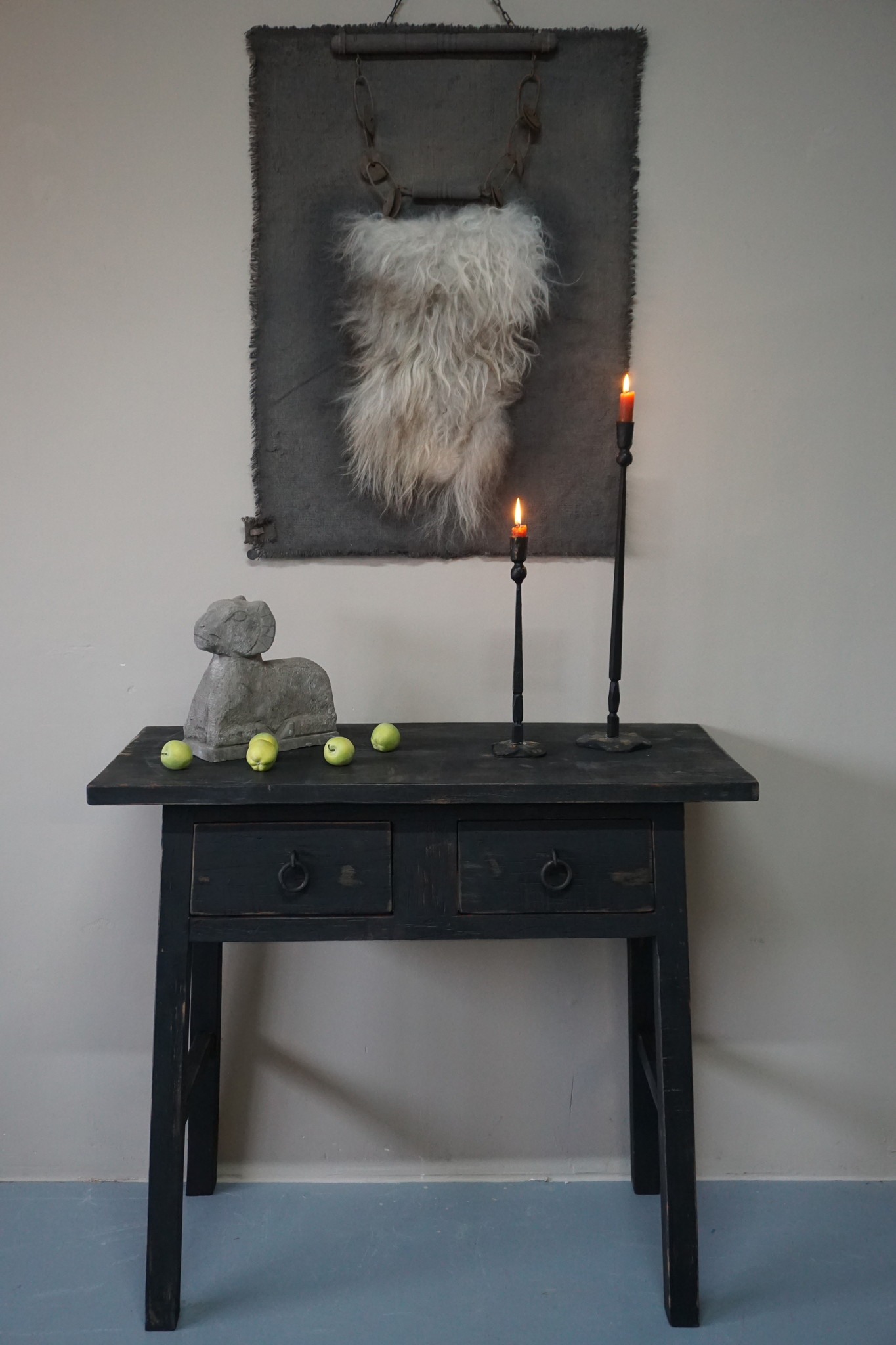 Rene Houtman Wandtafel Muurtafel Zwart 2 lades H90 cm