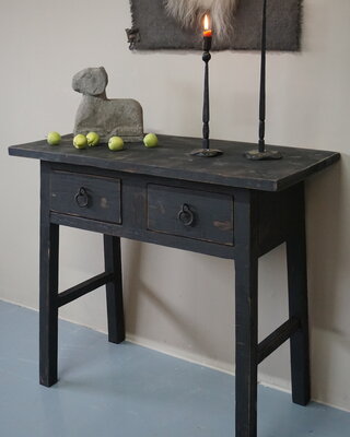Rene Houtman Wandtafel Muurtafel Zwart 2 lades H90 cm