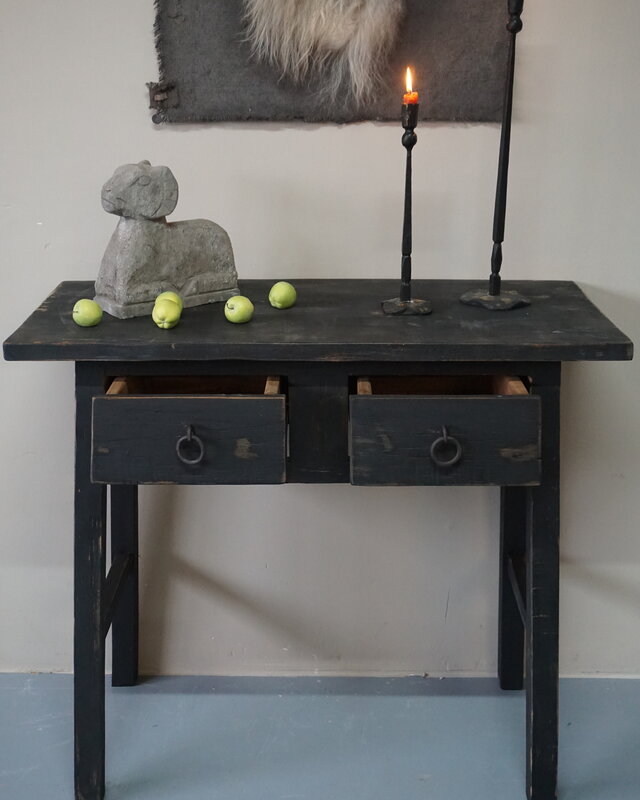 Rene Houtman Wandtafel Muurtafel Zwart 2 lades H90 cm