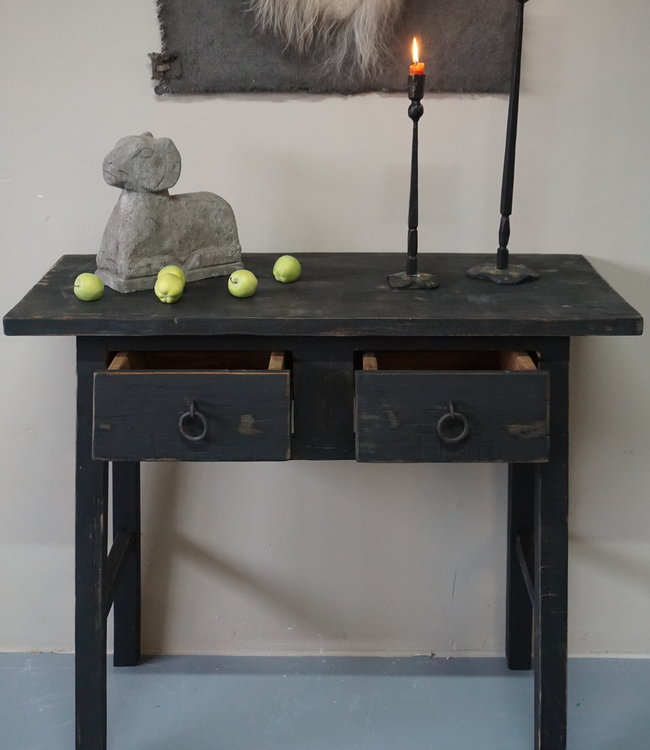 Rene Houtman Wandtafel Muurtafel Zwart 2 lades H90 cm