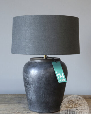 Be-Uniq Kruiklamp China | Incl. Linnen Kap | Zwart | H54xB40 cm