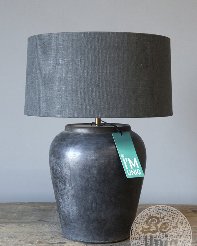 Be-Uniq Kruiklamp China | Incl. Linnen Kap | Zwart | H54xB40 cm