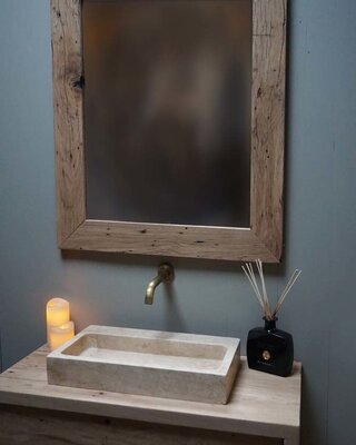 Rene Houtman Spiegel Geschaafd Oud Eikenhout H90xB75 Cm