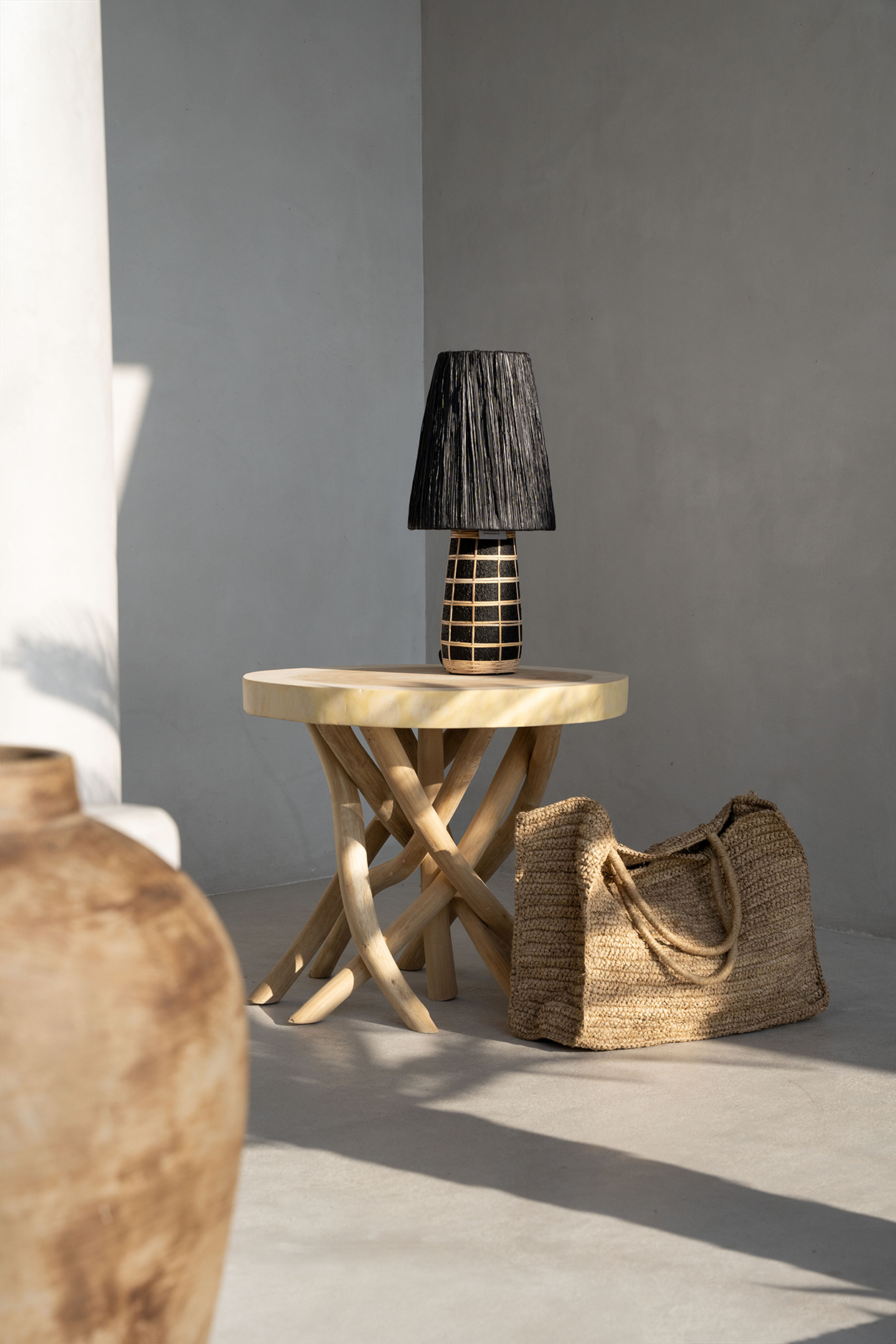 Missend Arab Het begin The Naxos Tafel Lamp - Black Natural | H56 cm - Rene Houtman