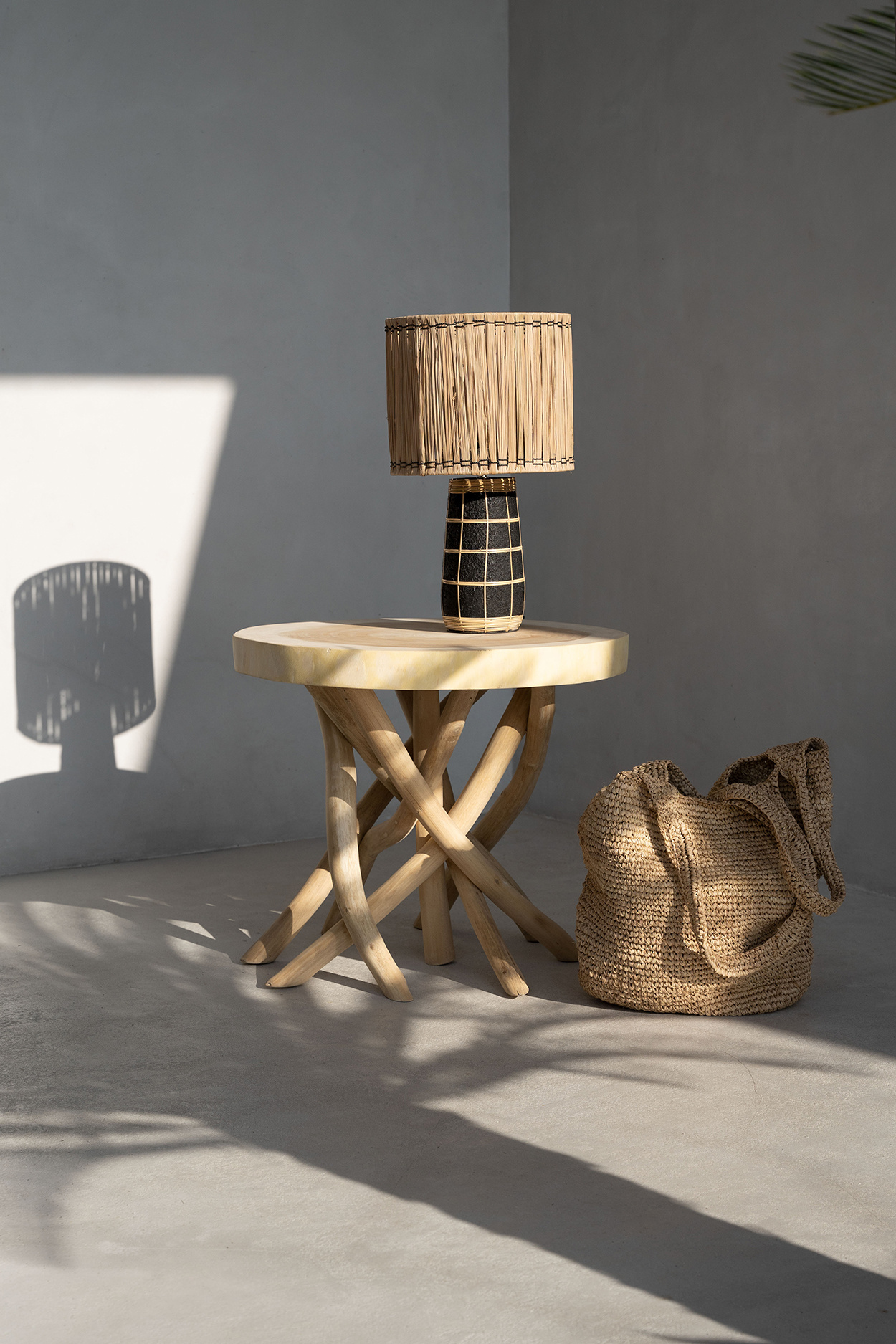 Bazar Bizar De Skiathos Tafellamp - Naturel Zwart | H51 cm