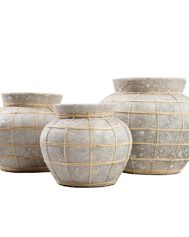 Bazar Bizar Belly Vaas - Beton Grijs Naturel - L | H27 x B33 cm