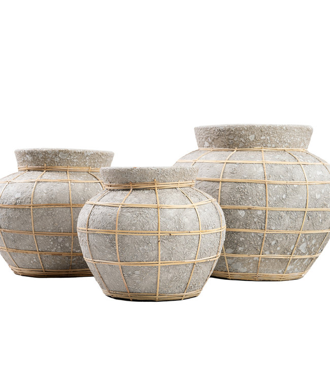 Bazar Bizar Belly Vaas - Beton Grijs Naturel - L | H27 x B33 cm