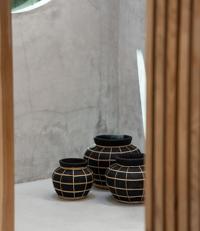 Bazar Bizar Belly Vaas - Beton  Zwart Naturel - L | H27 x B33 cm