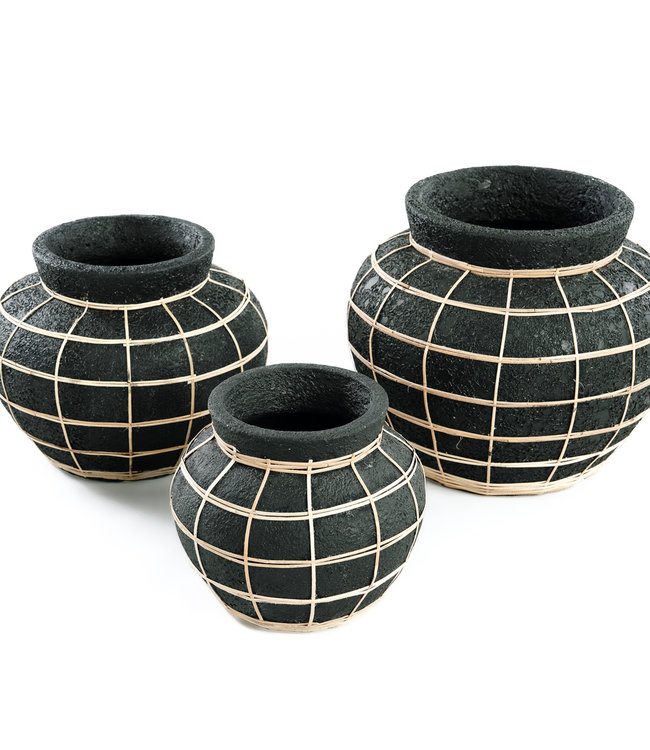 Bazar Bizar Belly Vaas - Beton  Zwart Naturel - L | H27 x B33 cm