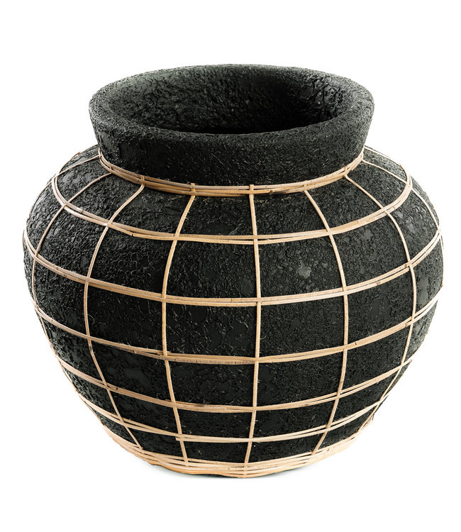 Bazar Bizar Belly Vaas - Beton  Zwart Naturel - L | H27 x B33 cm
