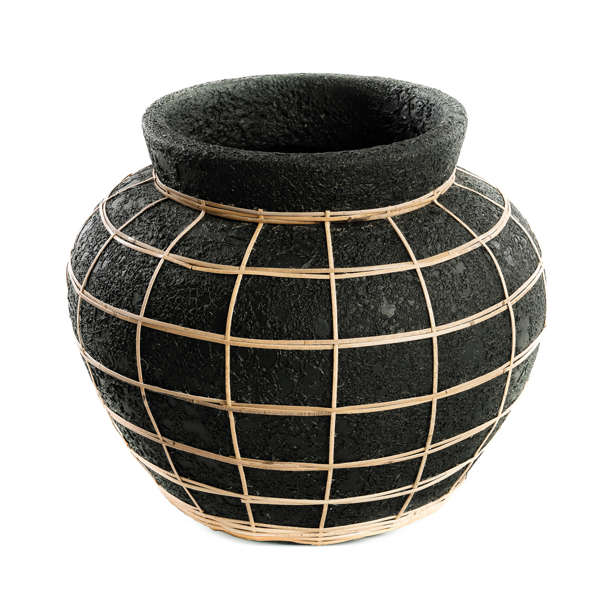 Bazar Bizar Belly Vaas - Beton  Zwart Naturel - L | H27 x B33 cm