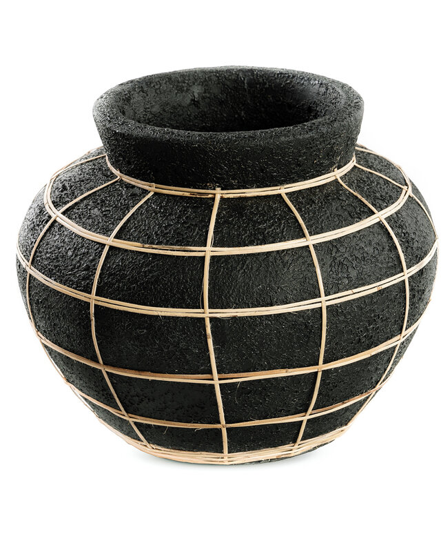 Bazar Bizar Belly Vaas - Beton Zwart Naturel - M | H23 x B29 cm