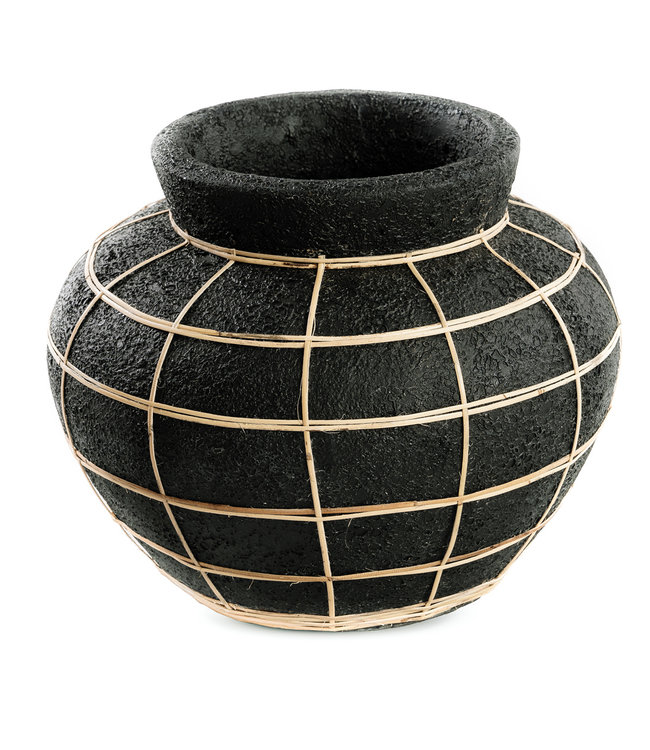 Bazar Bizar Belly Vaas - Beton Zwart Naturel - M | H23 x B29 cm