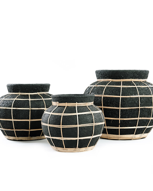 Bazar Bizar Belly Vaas - Beton Zwart Naturel - M | H23 x B29 cm