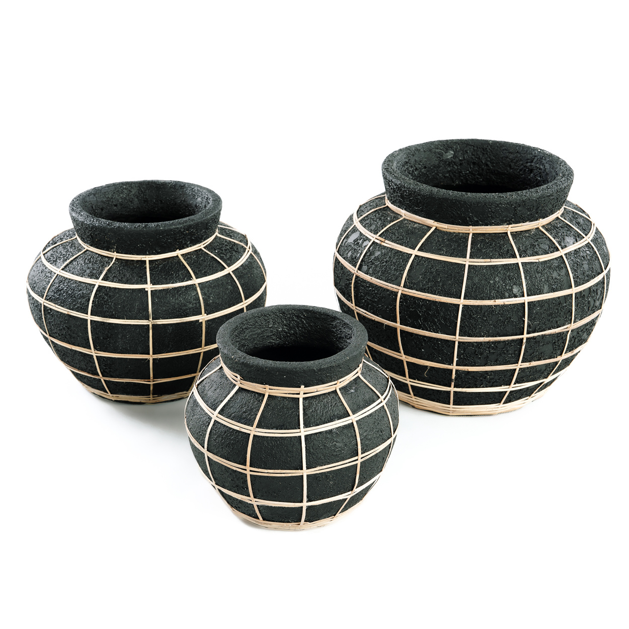 Bazar Bizar Belly Vaas - Beton Zwart Naturel - M | H23 x B29 cm