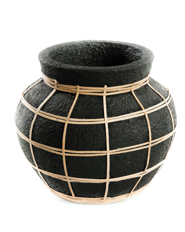 Bazar Bizar Belly Vaas - Beton Zwart Naturel - S | H19 x B25 cm