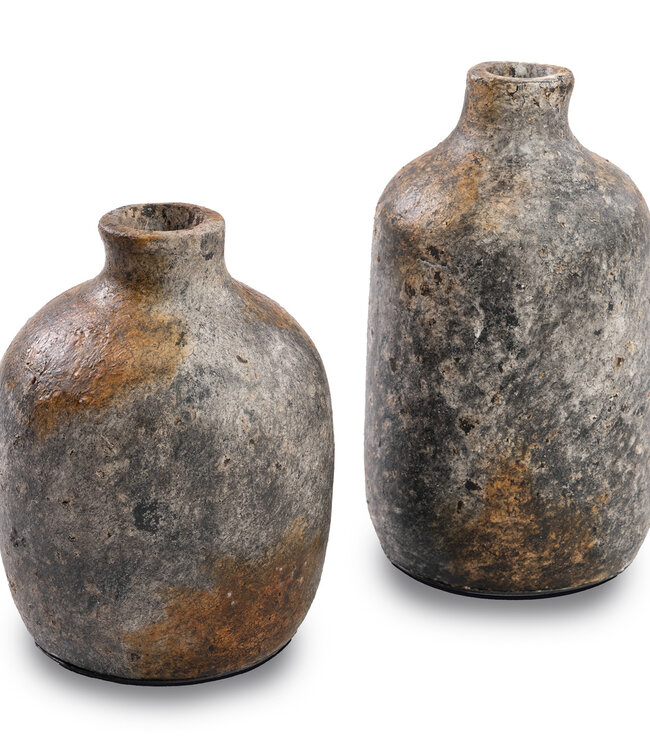 Bazar Bizar De Classy Vaas - Antiek Grijs - L | H24 x B13 cm