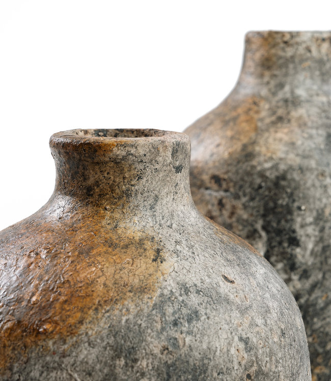 Bazar Bizar De Classy Vaas - Antiek Grijs - L | H24 x B13 cm