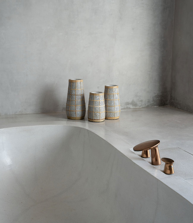 Bazar Bizar De Cutie Vaas - Betongrijs Naturel - M | H26 x B14 cm