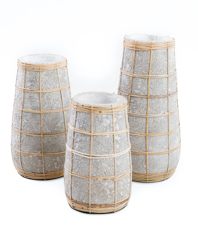 Bazar Bizar De Cutie Vaas - Betongrijs Naturel - L | H31 x B14 cm