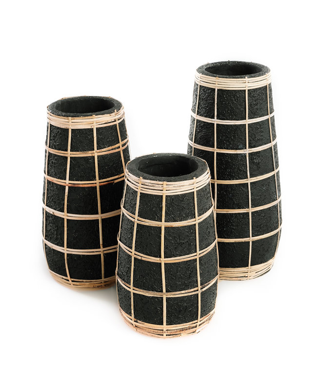 Bazar Bizar De Cutie Vaas - Zwart Naturel - S | H22 x B14 cm