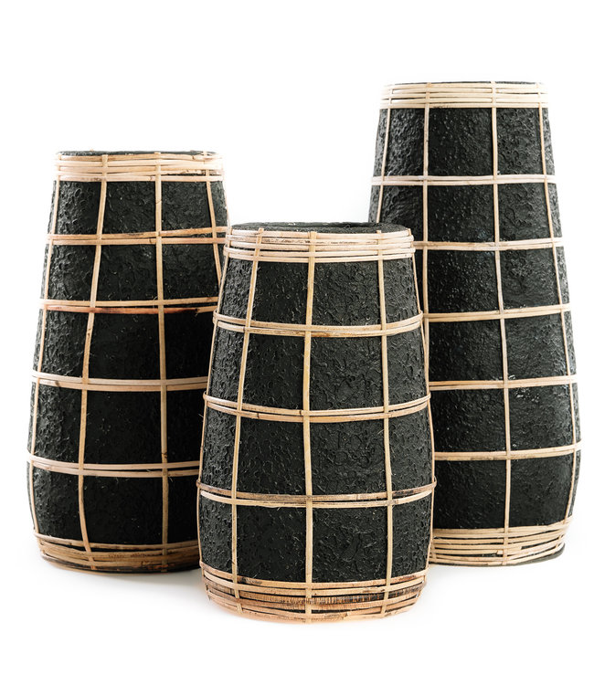 Bazar Bizar De Cutie Vaas - Zwart Naturel - M | H26 x B14 cm