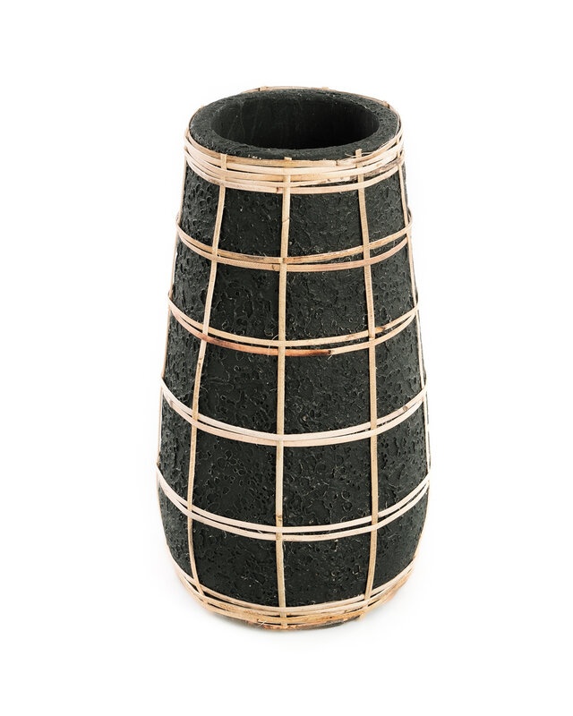 Bazar Bizar De Cutie Vaas - Zwart Naturel - M | H26 x B14 cm