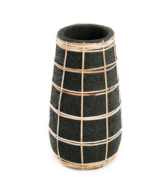 Bazar Bizar De Cutie Vaas - Zwart Naturel - M | H26 x B14 cm