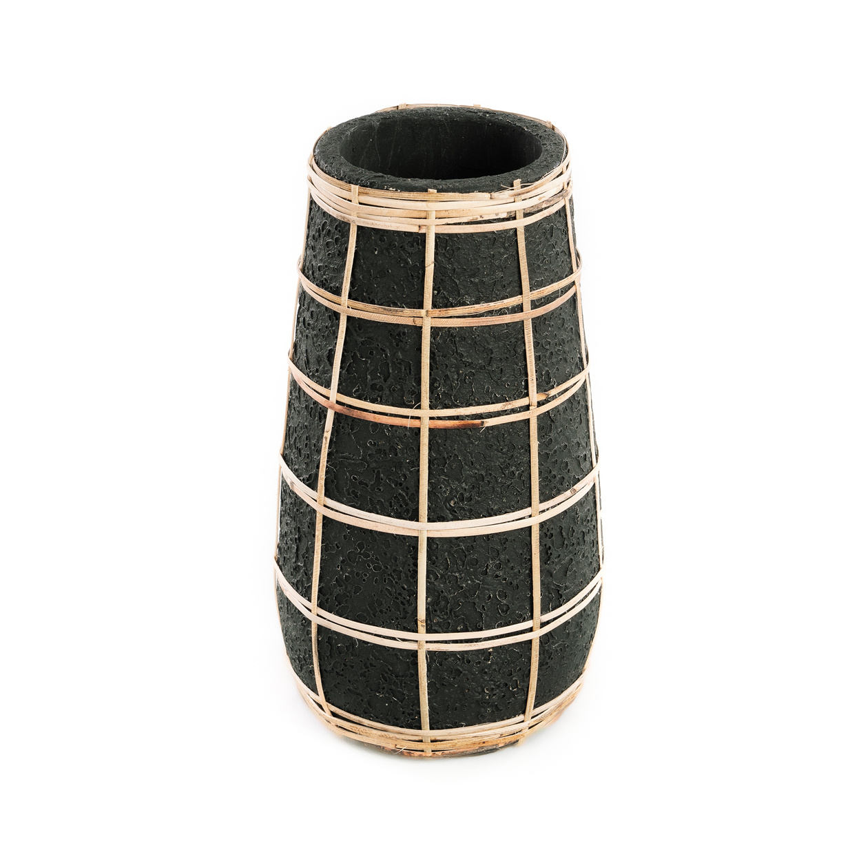 Bazar Bizar De Cutie Vaas - Zwart Naturel - M | H26 x B14 cm