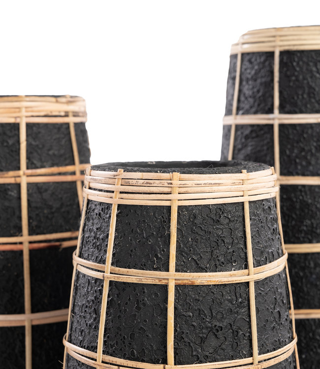 Bazar Bizar De Cutie Vaas - Zwart Naturel - L | H31 x B14 cm