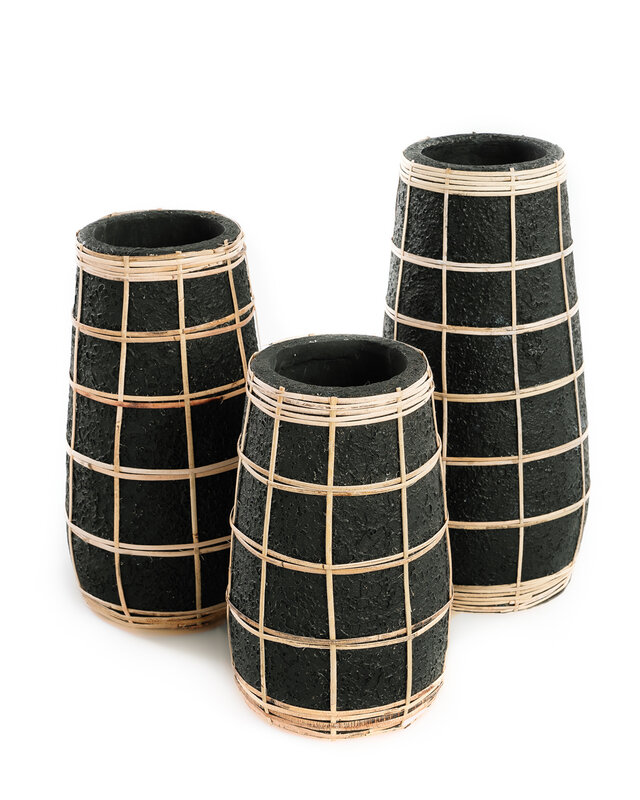 Bazar Bizar De Cutie Vaas - Zwart Naturel - L | H31 x B14 cm