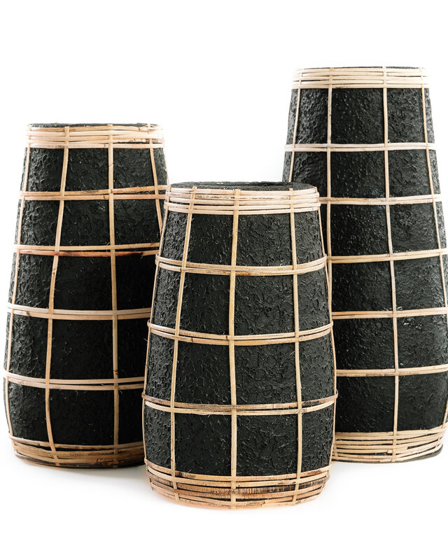Bazar Bizar De Cutie Vaas - Zwart Naturel - L | H31 x B14 cm