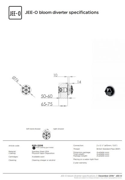 JEE-O BLOOM Wand Omsteller | Gun Metal