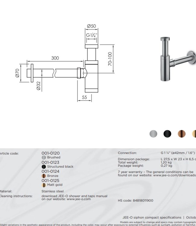 JEE-O JEE-O Sifon Compact | 4 verschillende kleuren