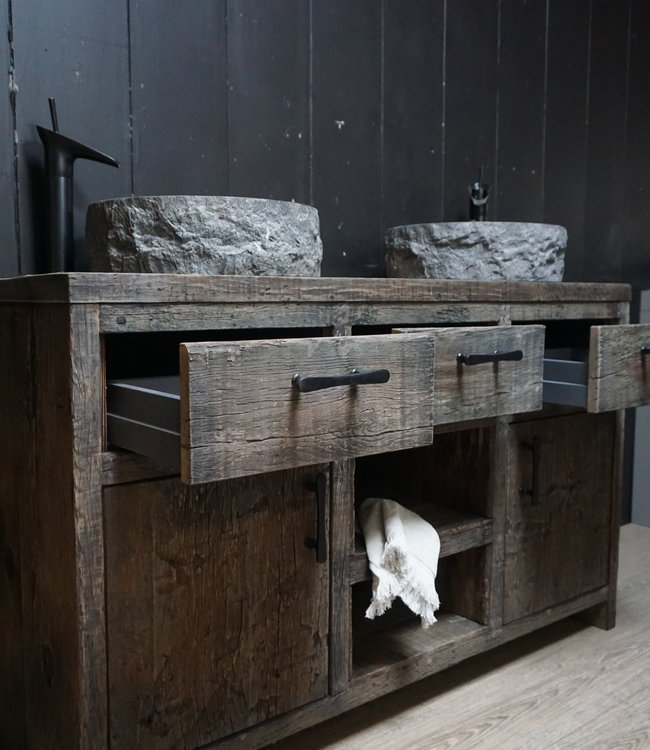 Rene Houtman Rinske Badkamermeubel Oud Eikenhout 3-Lades 2-Deurtjes