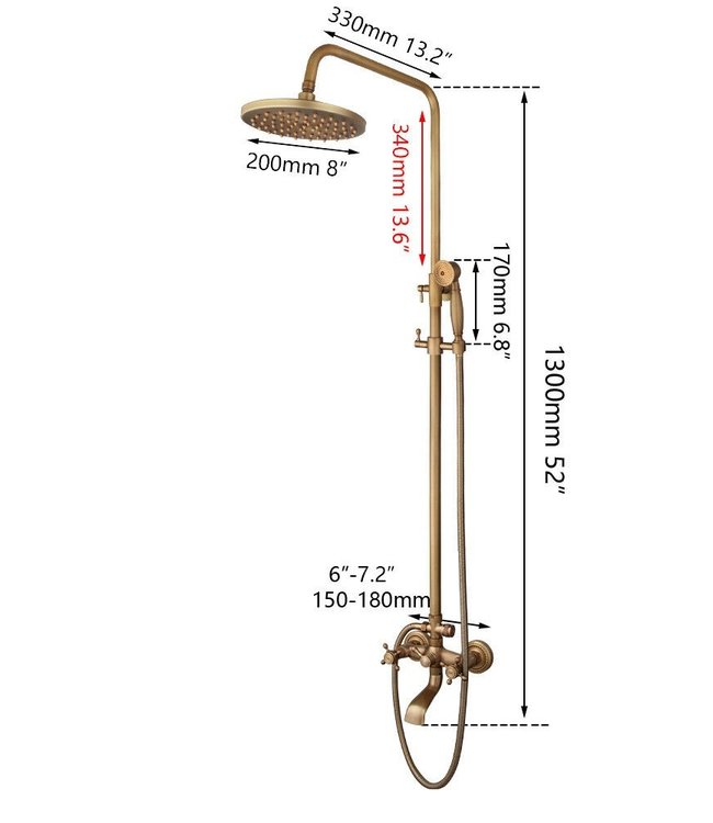 Rene Houtman Nostalgische Opbouw Douche-set - Brons