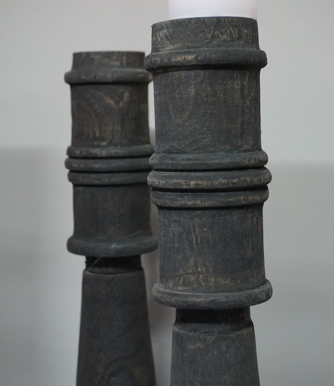 Rene Houtman Kandelaar Vintage Oud Hout - H80 Cm