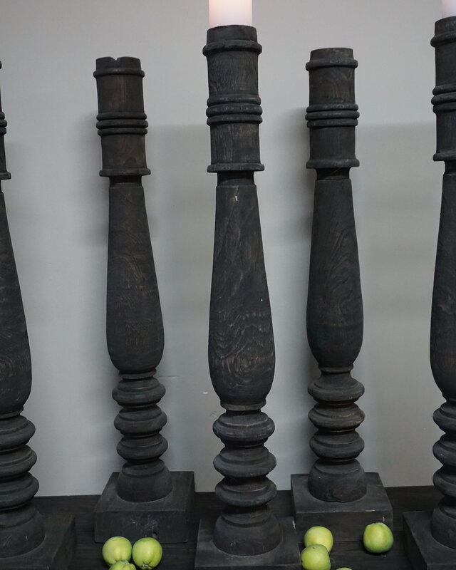 Rene Houtman Kandelaar Vintage Oud Hout - H80 Cm