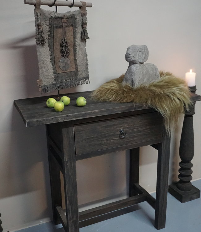 Rene Houtman Sidetable Wandtafel Oud Hout 1 Lade - B90 Cm