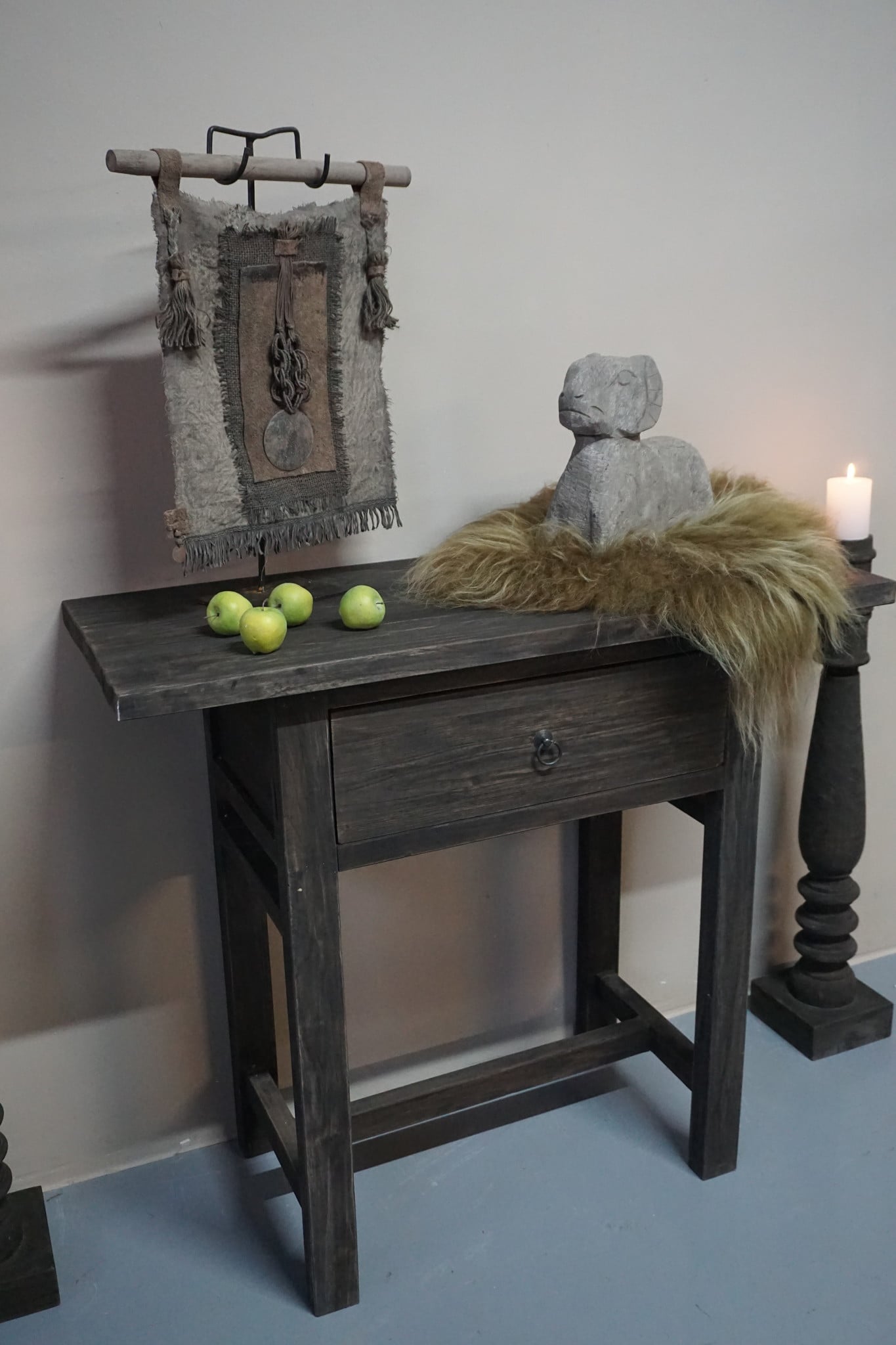 Rene Houtman Sidetable Wandtafel Oud Hout 1 Lade - B90 Cm