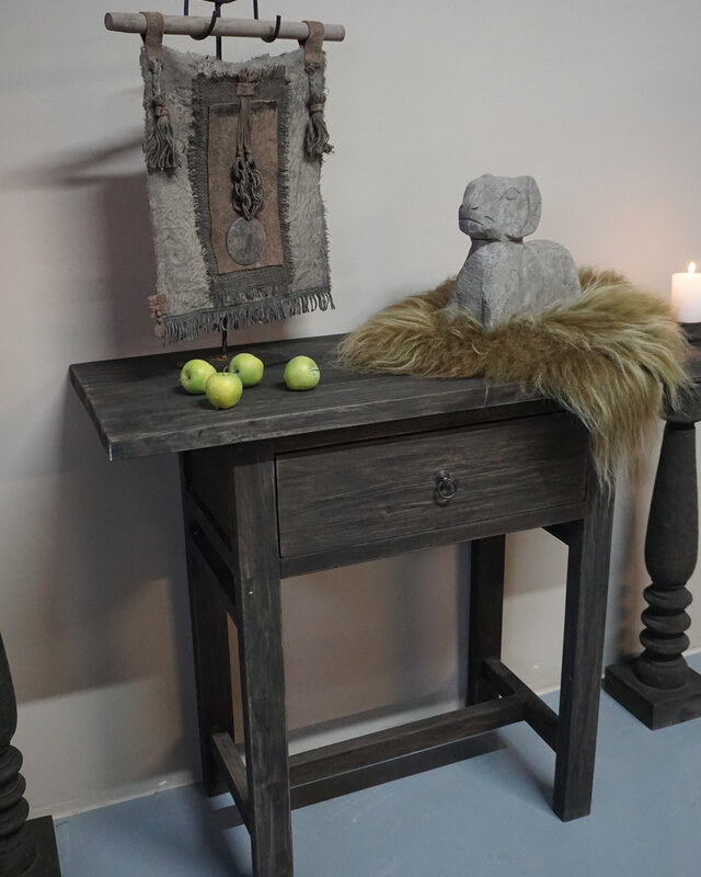 Rene Houtman Sidetable Wandtafel Oud Hout 1 Lade - B90 Cm