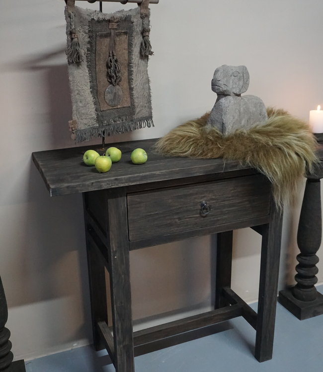 Rene Houtman Sidetable Wandtafel Oud Hout 1 Lade - B90 Cm