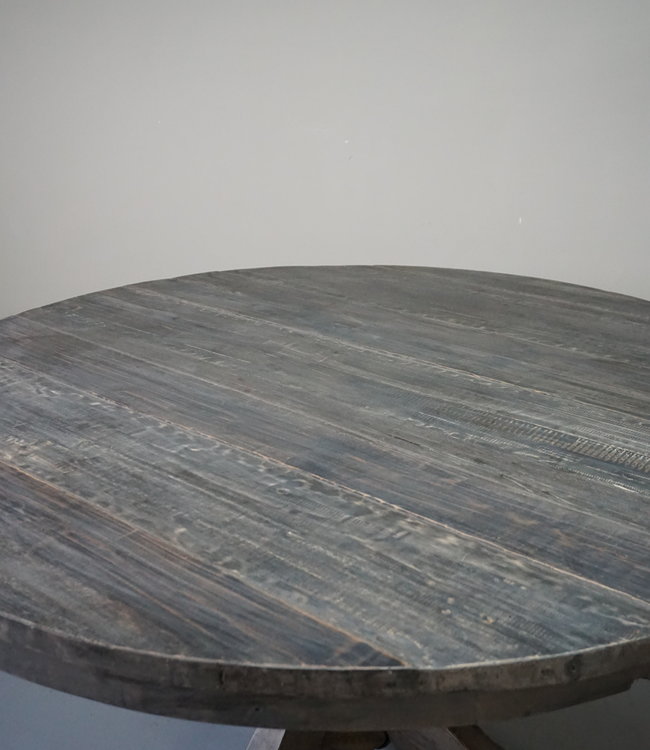 Rene Houtman Eetkamertafel Rond Hout - Vergrijsd - D147 x H79