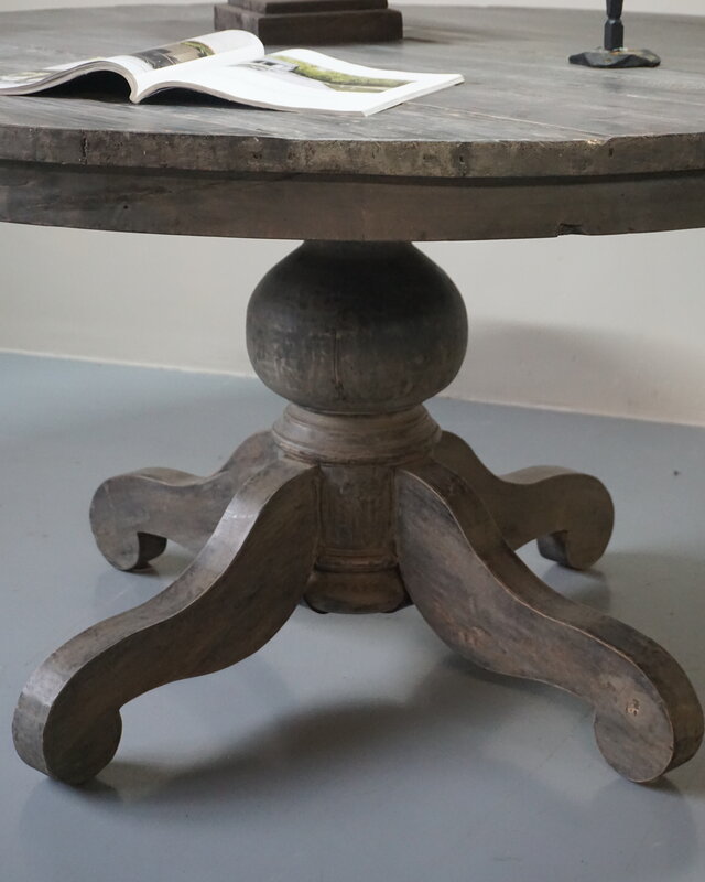 Rene Houtman Eetkamertafel Rond Hout - Vergrijsd - D147 x H79