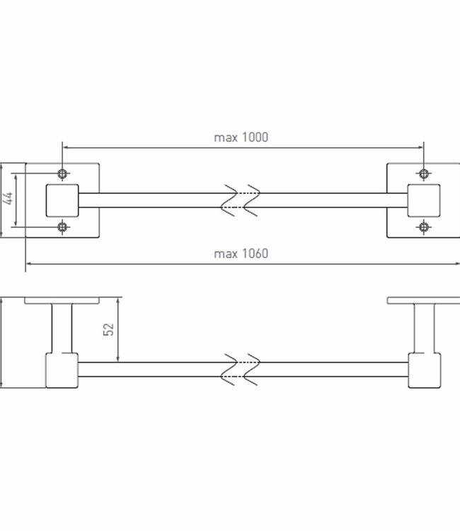 Dauby Handdoekstang | Meerdere Varianten | Incl. 2 Eindsteunen | 100 cm