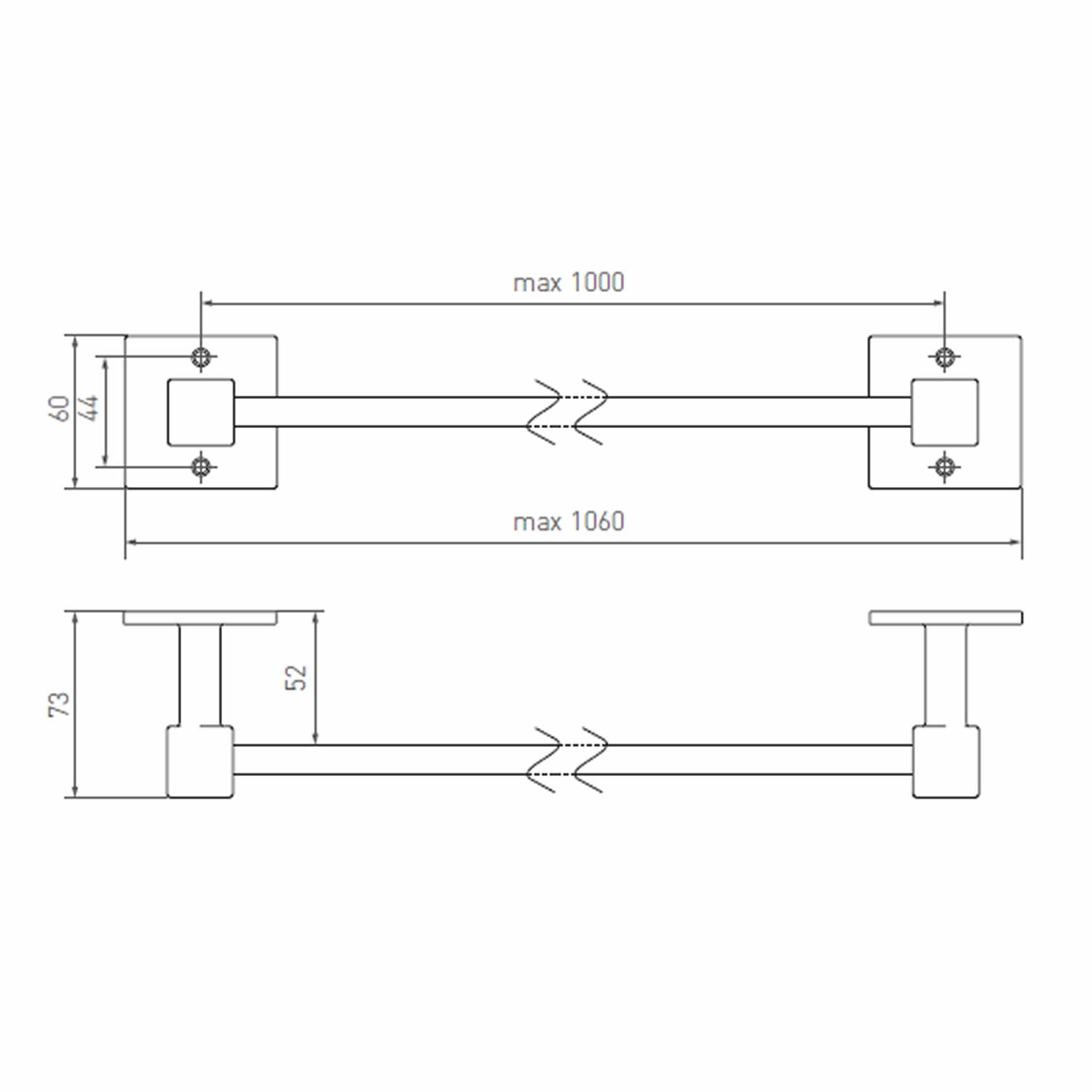 Dauby Handdoekstang | Meerdere Varianten | Incl. 2 Eindsteunen | 100 cm
