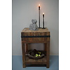 Hakblok Tafeltje Oud Teak - H86,5 x B60 x D60 cm