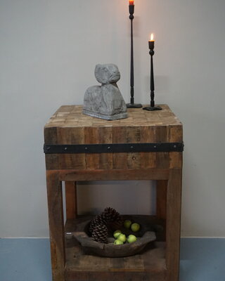 Rene Houtman Hakblok Tafeltje Oud Teak - H86,5 x B60 x D60 cm