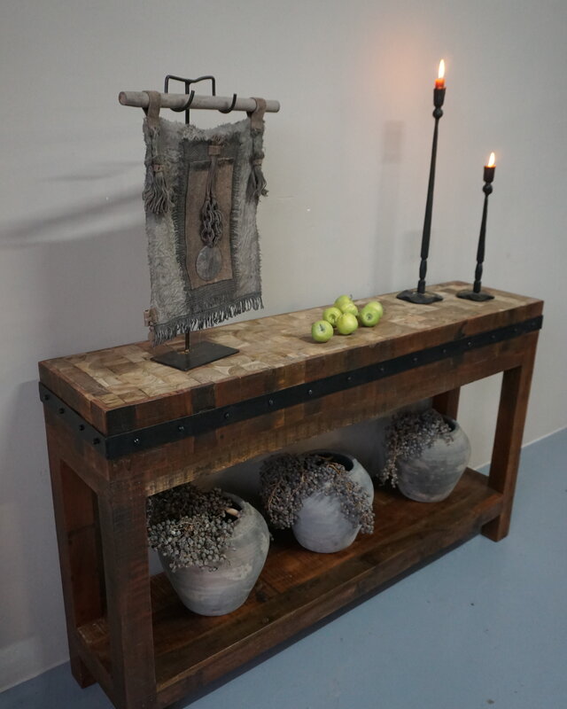 Rene Houtman Hakblok Tafeltje Oud Teak - H77 x B130 x D30 cm