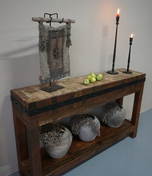 Rene Houtman Hakblok Tafeltje Oud Teak - H77 x B130 x D30 cm